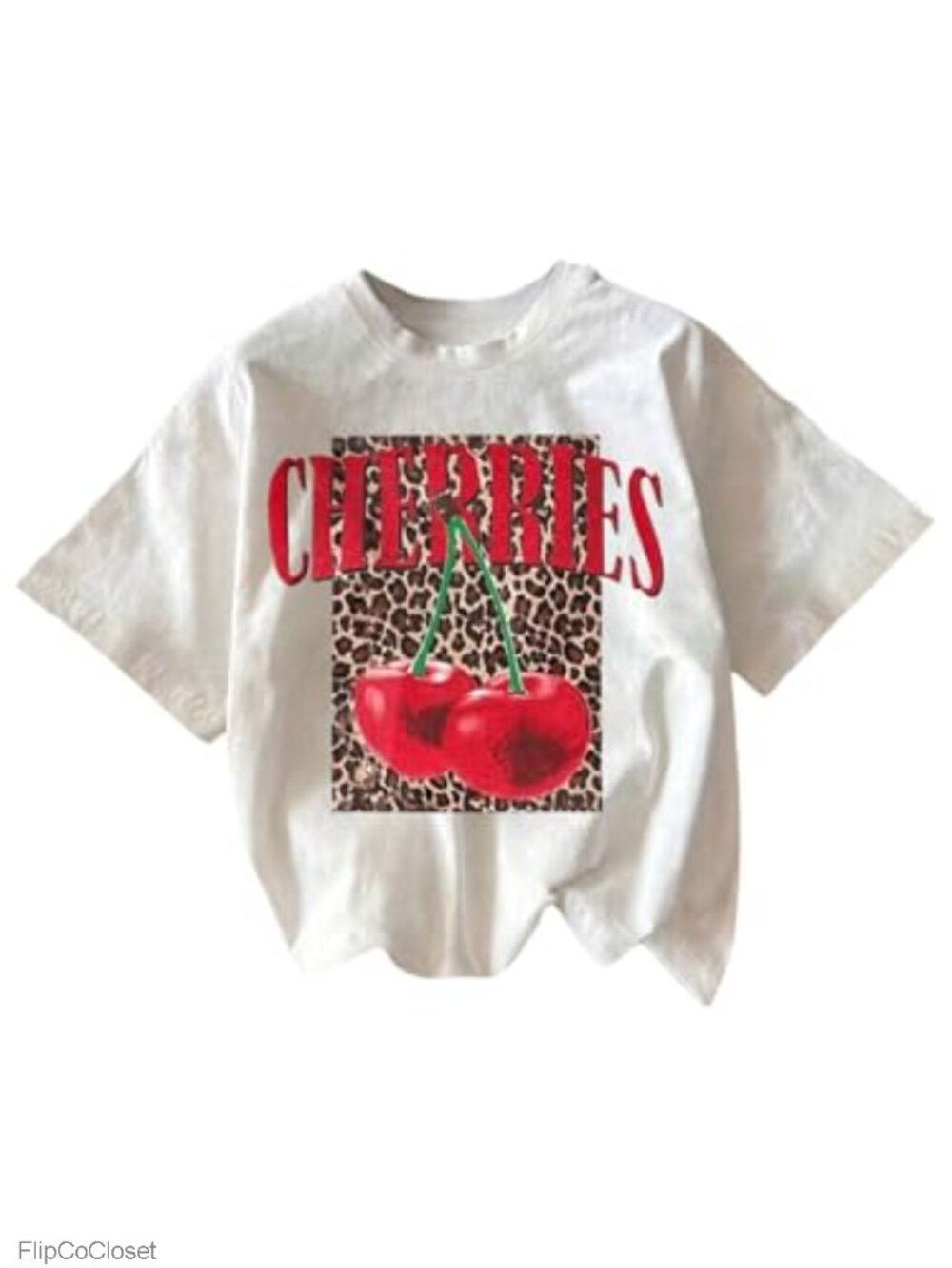 Women's Cherry Graphic Tee Casual Short Sleeve Crew Neck Summer Top